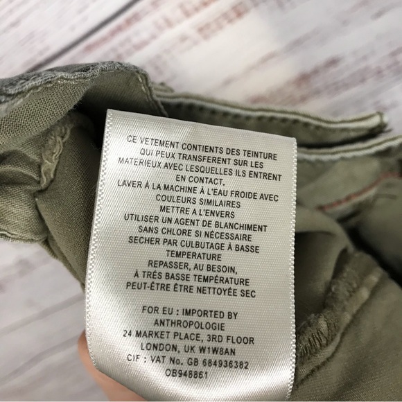 by Anthropologie Chico pants  olive green wide leg cropped size 10 casual pants - Picture 7 of 9